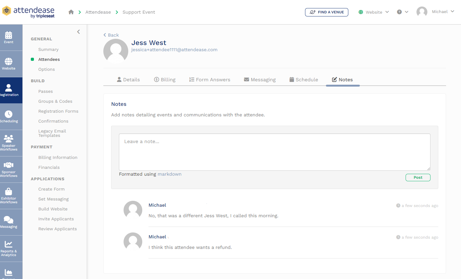Add a note to an attendee profile – Eventup Planner Support