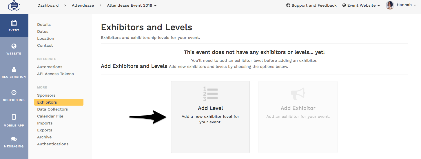 How do I add an exhibitor level? – Eventup Planner Support